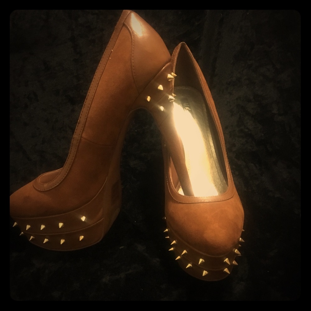 Brown STUDDED High HEELs